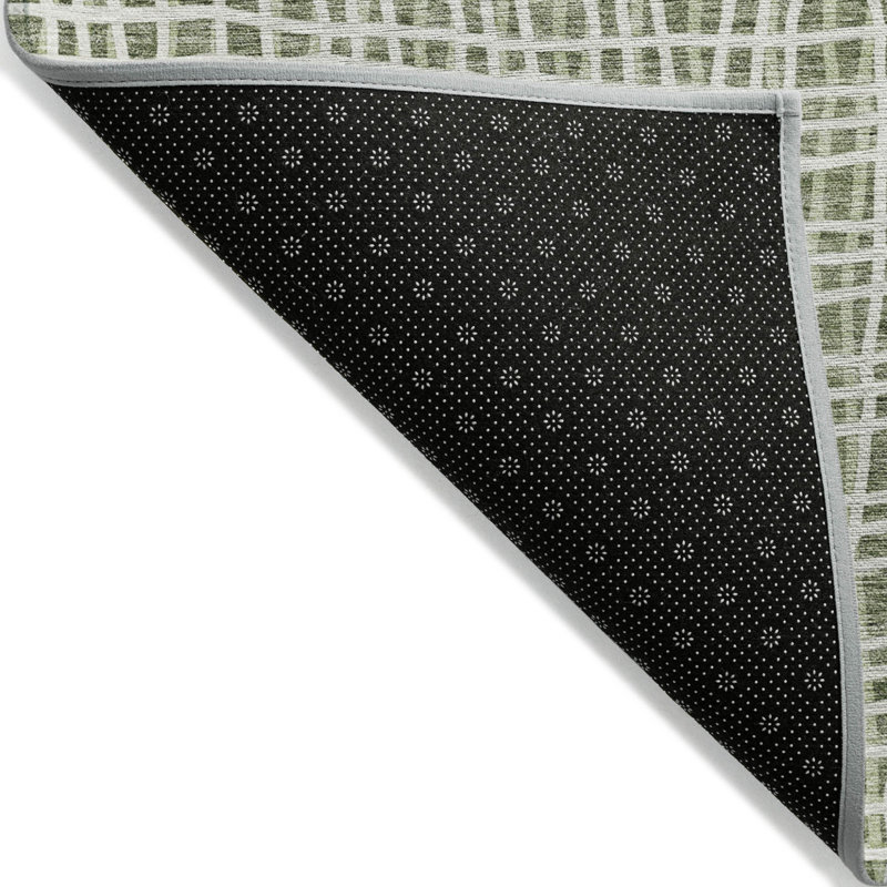 Tapis extérieur lavable rayé vert et ivoire 3 pi x 5 pi