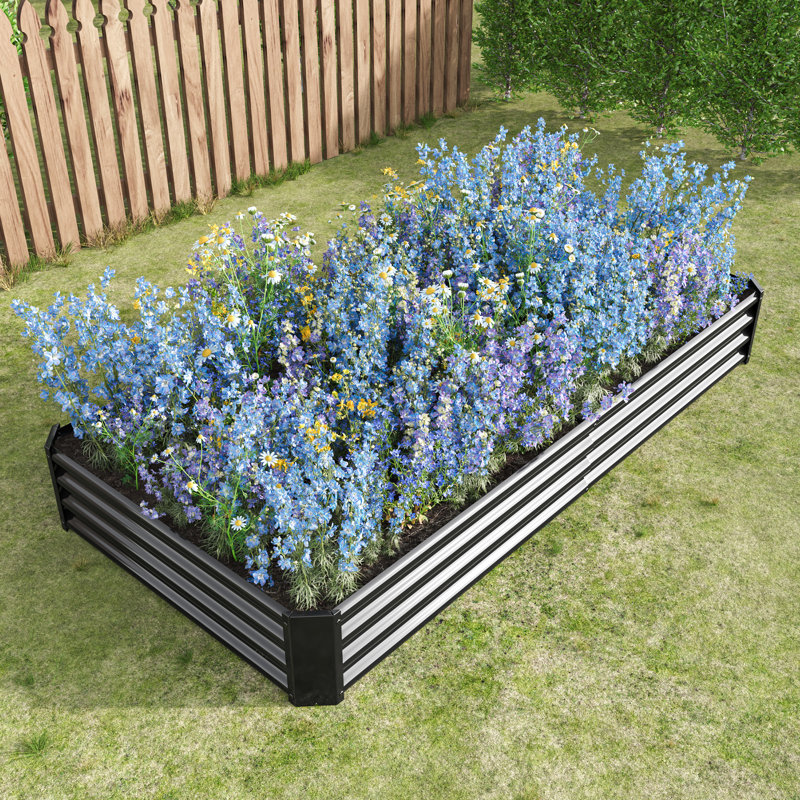 Outdoor Raised Garden Bed, Metal Planter Box, for Growing Vegetables, Flowers, Herbs, Succulents, Black
