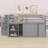 Loft Bed With Retractable Writing Desk And 3 Drawers, Wooden Loft Bed With Storage Stairs And Shelves-1398124145