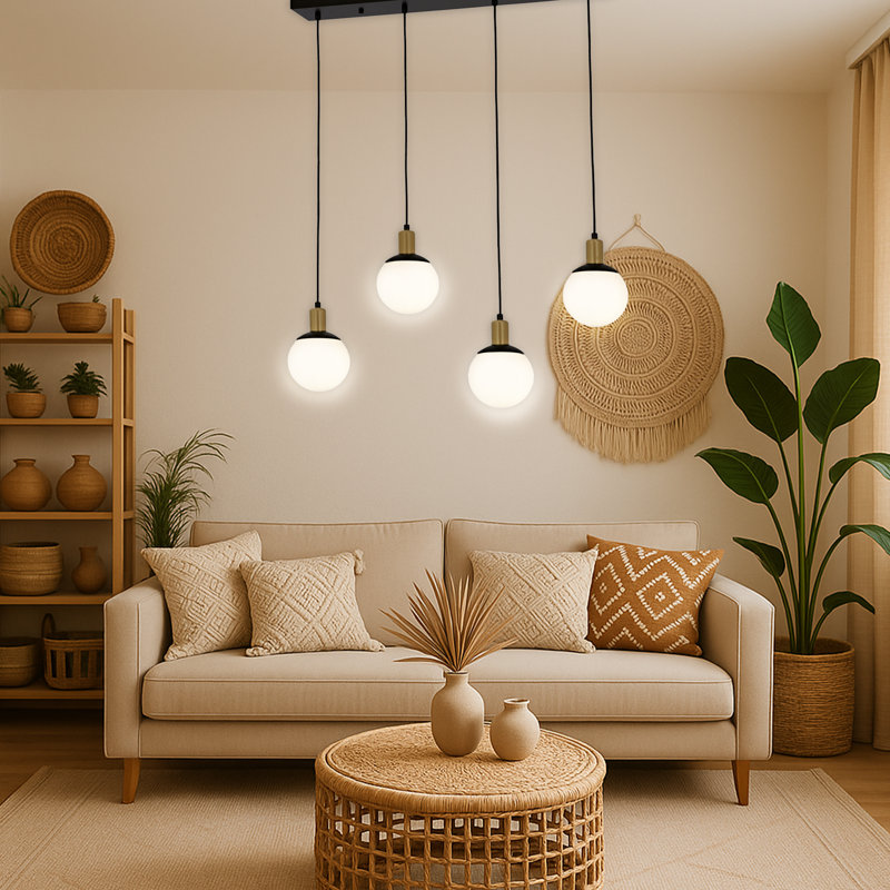 Luminaire suspendu pour îlot de cuisine 4 lumières