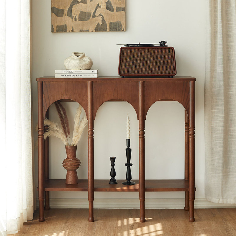 Console en bois massif de style français., Marron foncé