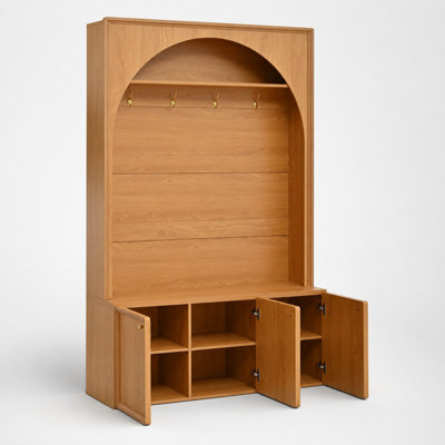 Multi Functional Hall Tree with Storage Bench and Adjustable Shelves