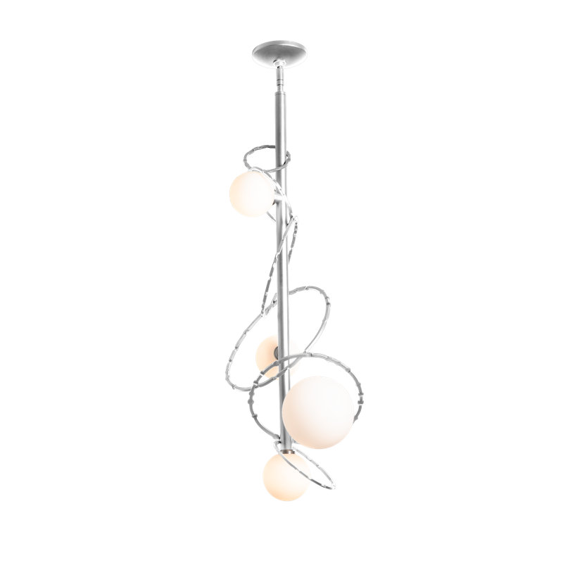 Olympus Vertical Pendant - Opal Glass, Sterling