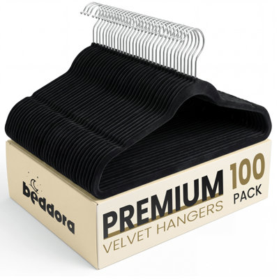 Ensemble de 100 cintres en velours Beddora, cintres robustes antidérapants, minces cintres peu encombrants pour chemises, robes et manteaux