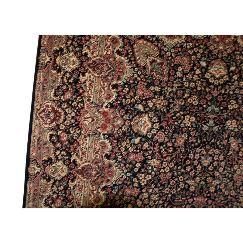 Tapis unique en laine noué à la main de 5 pi 9 po x 8 pi 9 po noir / rouge / beige