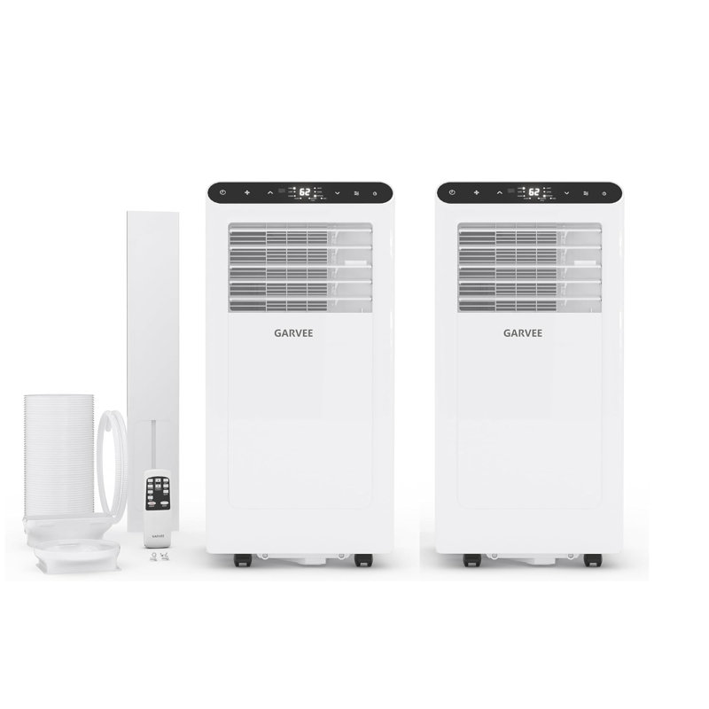 Ensemble de 2 climatiseurs portatifs 4 en 1 de 8 000 BTU, unité silencieuse certifiée DOE de 48 dB, fonctions de refroidissement, de déshumidification et de ventilateur avec mode veille et télécommande pour les pièces jusqu'à 350 pieds carrés