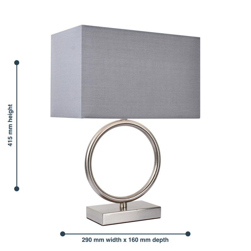 Filiberta 38Cm Polished Chrome Plate Table Lamp, Light Grey