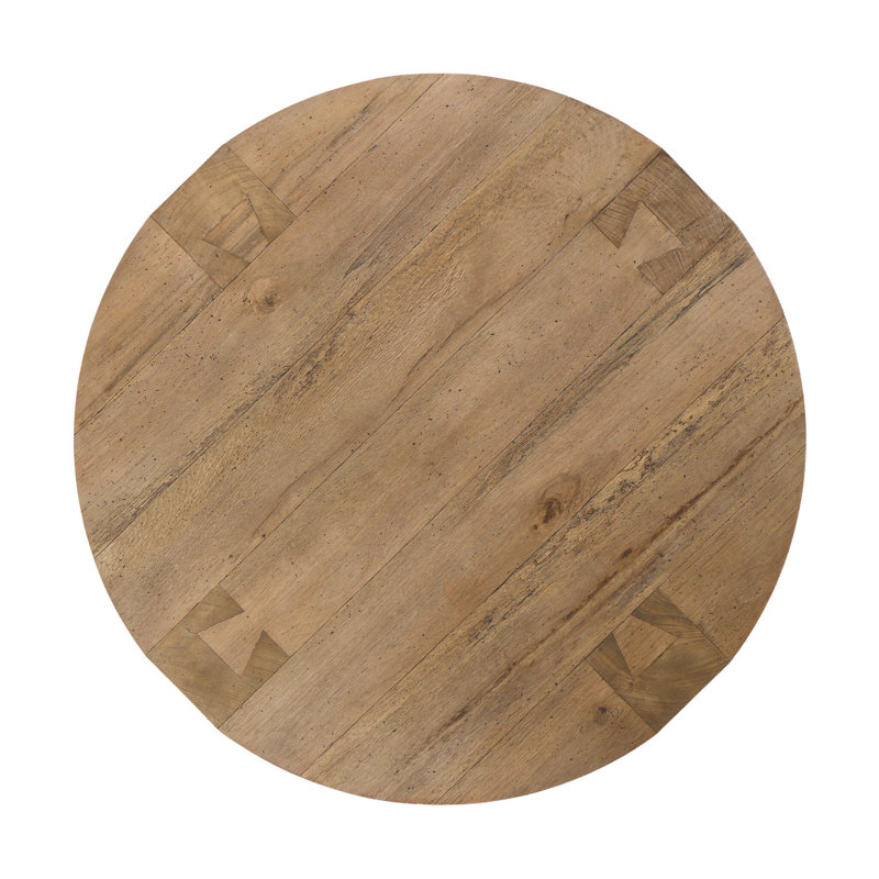Abaso Round Coffee Table-Rustic Wormwood Oak, 15" H x 55" W x 55" D, Rustic Wormwood Oak