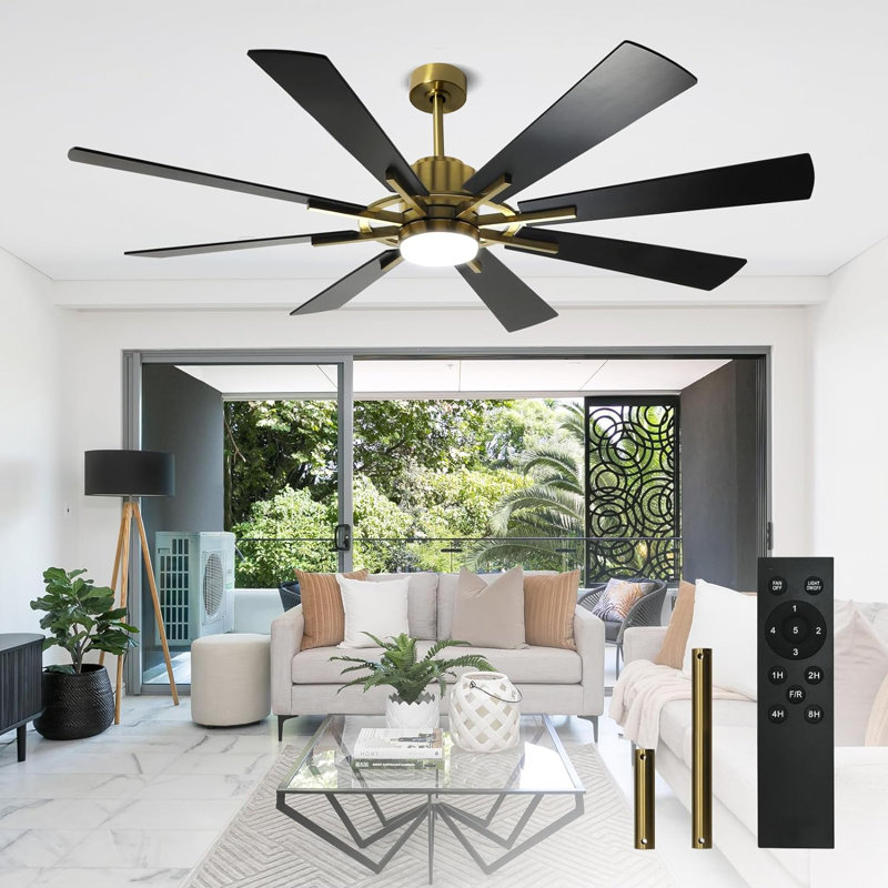 8-Blades with Remote Control and Light Kit Included, Yellow Antique, 60"