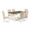 Table de salle à manger 7 pièces à plateau rectangulaire en bois massif patiné 7 pièces avec dossier en treillis-122934036-122934035