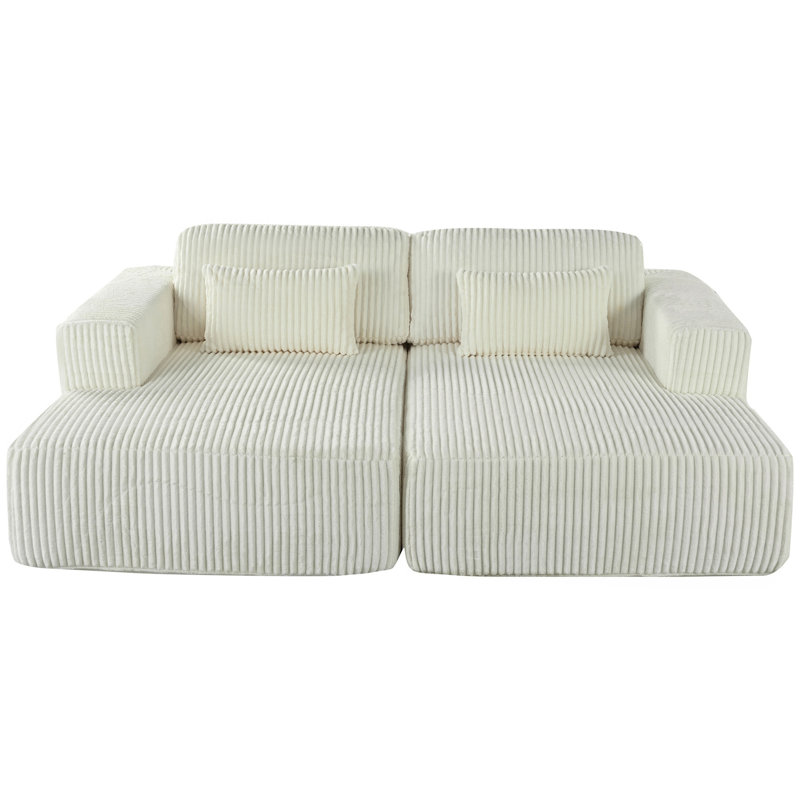 Canapé-lit double U_Style en velours côtelé avec 2 coussins, parfait pour les salons, les appartements et les bureaux