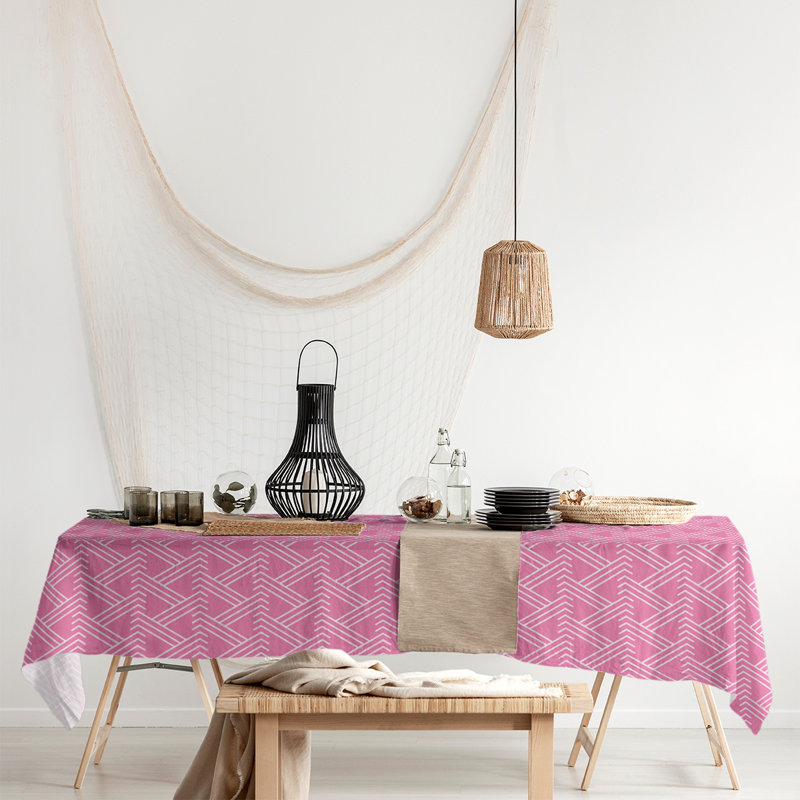 Classic Zig Zag Tablecloth, Pink/White
