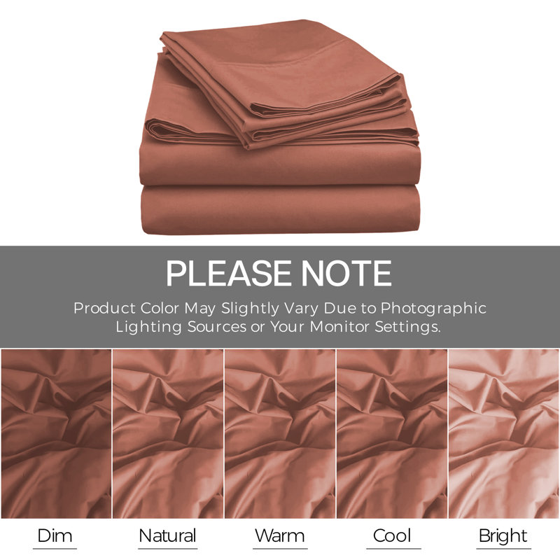 4 Piece Complete Bedding Set Duvet Cover Set With Fitted Bed Sheet & Pillowcases, Peach
