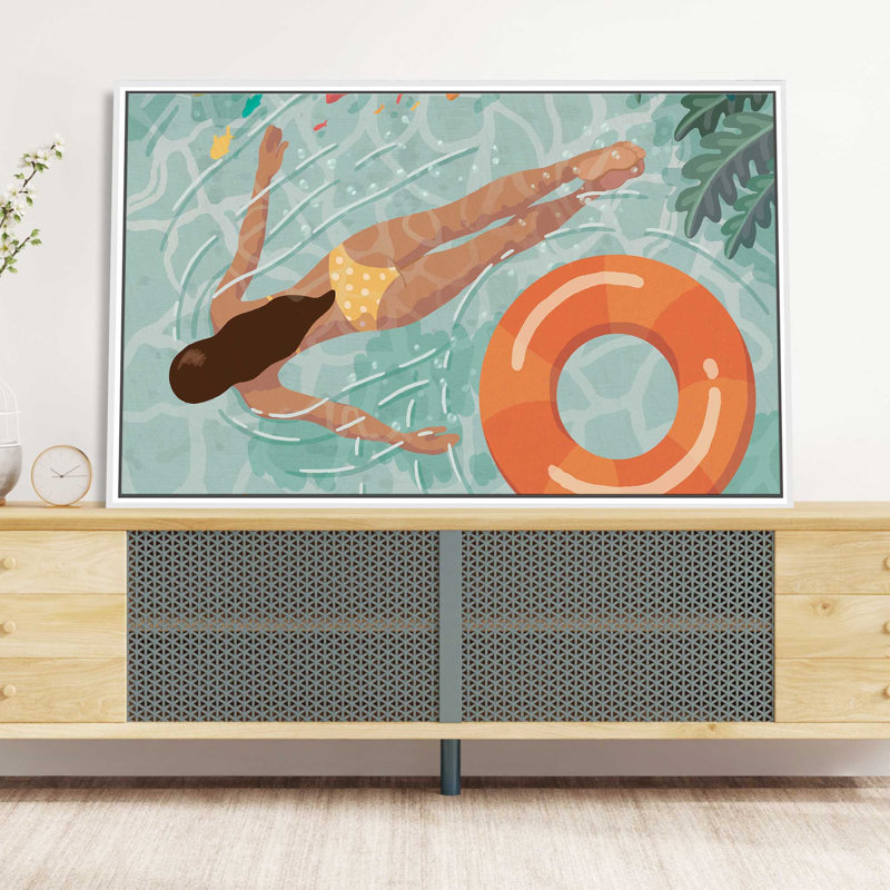 " Beach Babes IV " Painting Print, 51.5" W x 31.5" H, White Framed