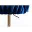 2 tabourets en velours bleu marine, pieds dorés, repose-pieds et base, hauteur réglable mécaniquement par levage mécanique