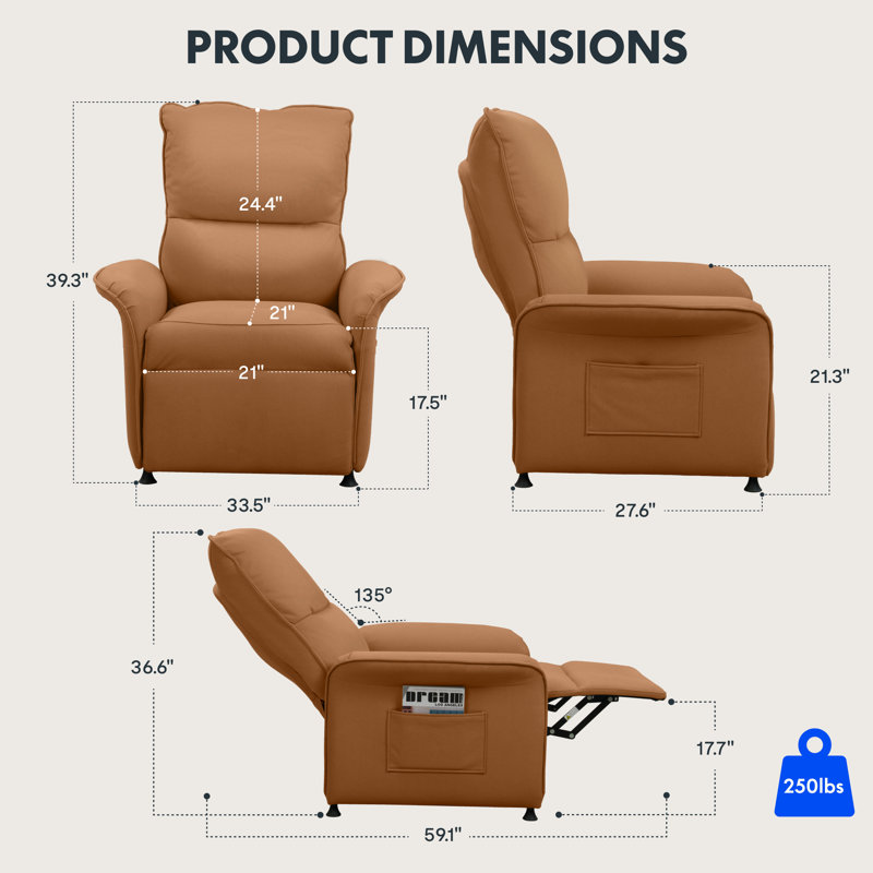 Fauteuil inclinable électrique à deux moteurs pour adultes, Orange