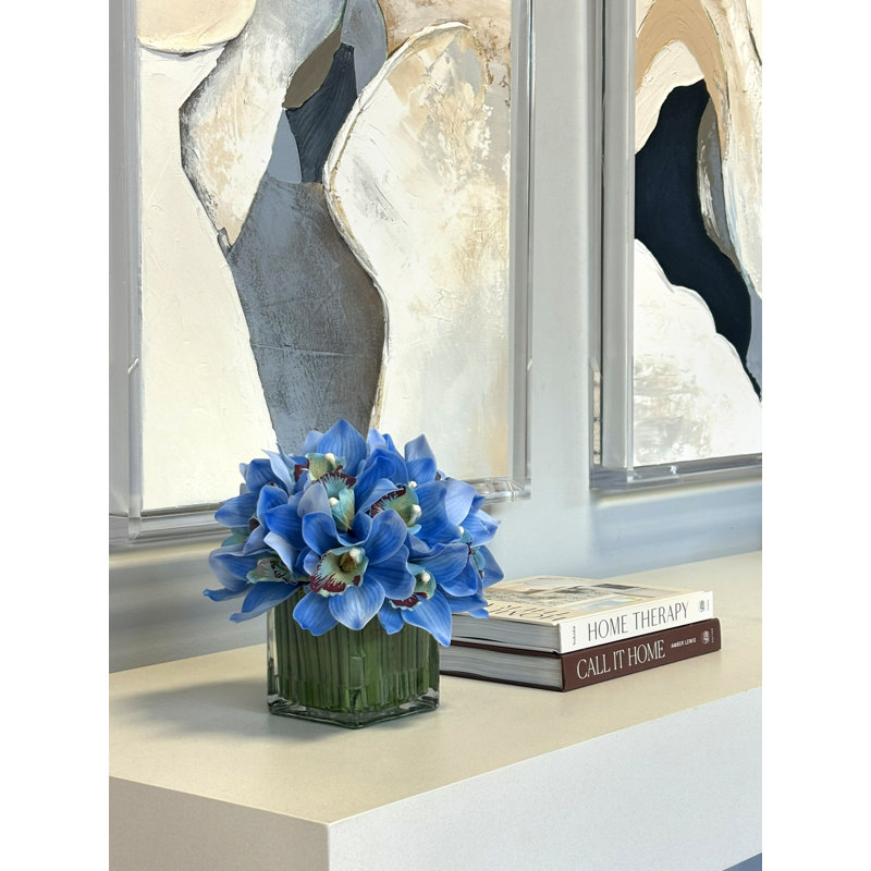 Orchidée Lehn dans un vase en verre, Bleu