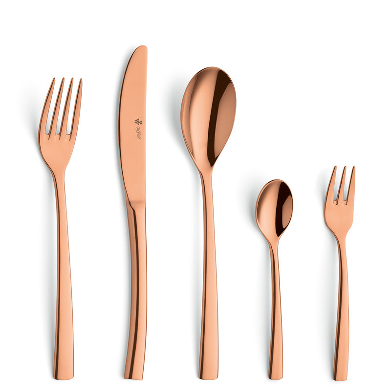 30-Piece 18/10 Stainless Steel Cutlery Set for 6 People, Copper