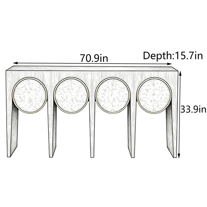 Console Mid-Century moderne, H 33,9 po x l 70,9 po x P 15,7 po