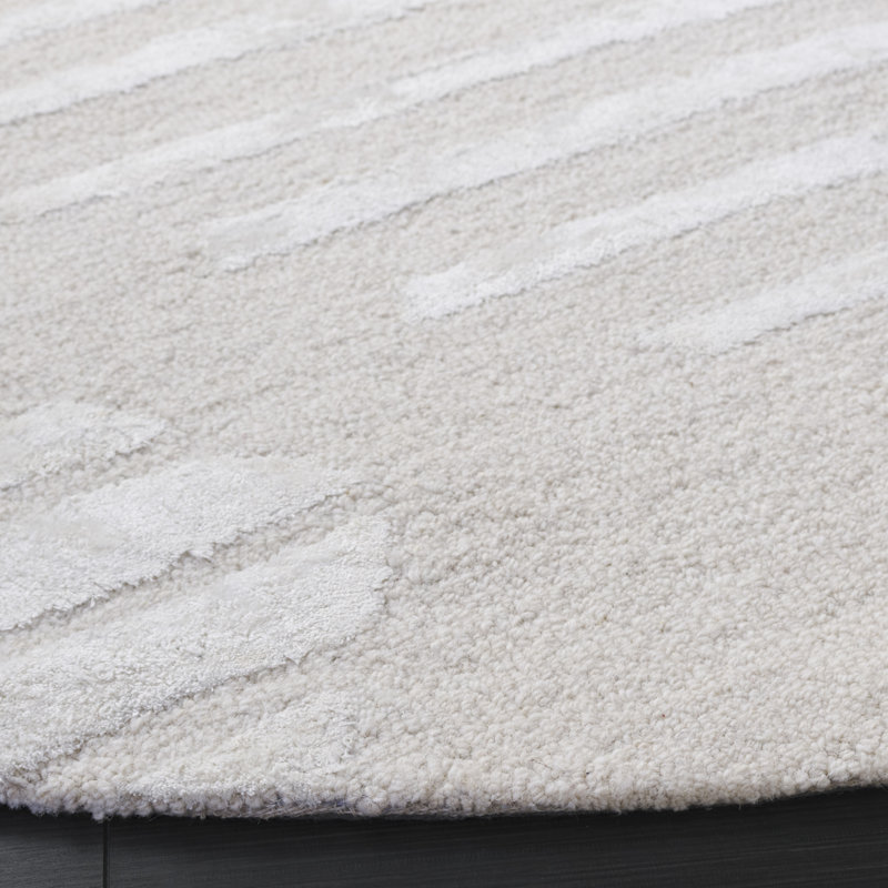 Soho 177 Hand Tufted Viscose/Wool Geometric Shapes Rug in Ivory/Beige, Round 6'
