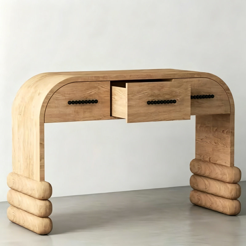 Console à trois tiroirs French Vintage, 31.5" H x 55.1" W x 13.8" D