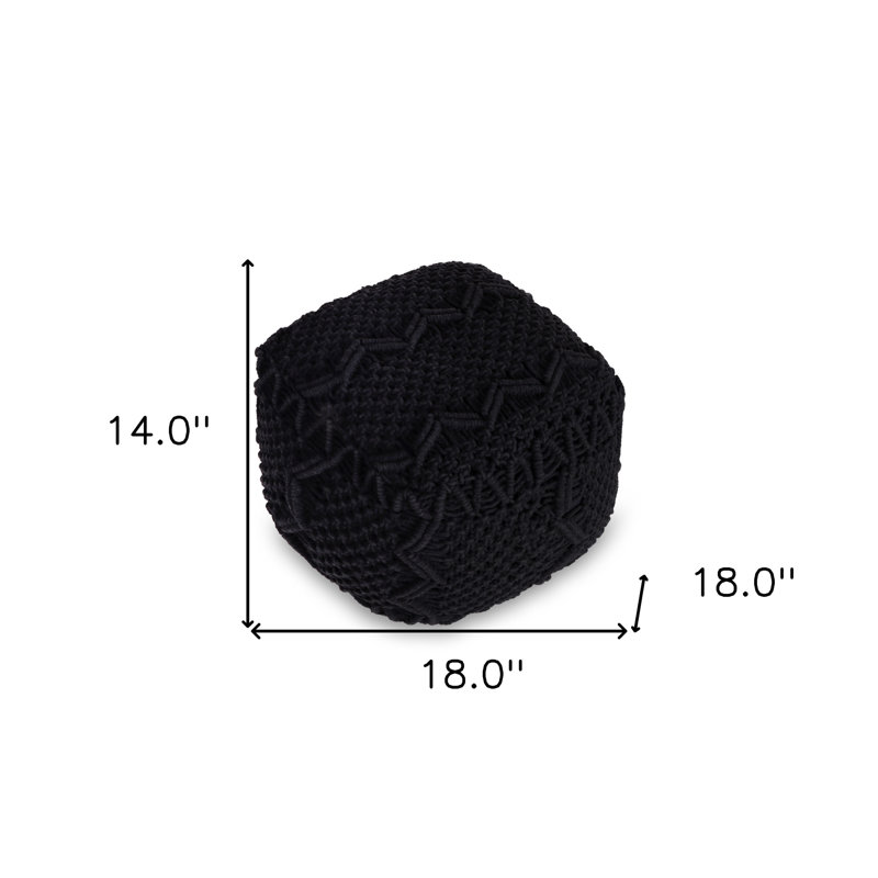 Pouf en mélange de coton 18 po Twanna, Noir 100 % coton