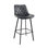 Tabouret de bar en métal avec siège en vinyle noir cousu diamant