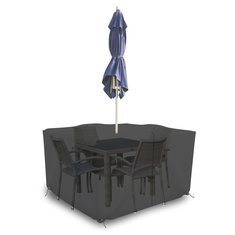 Outdoor Square Dining Table & Chair Set Cover with Umbrella Hole, Heavy Duty Multipurpose Waterproof Outdoor Furniture Cover
