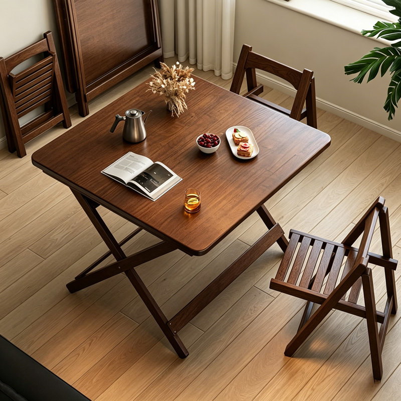Ensemble 1 pièce, table en bois massif de 60 cm, table de salle à manger pliable, table de salle à manger compacte, chaise réglable et pliable, table de conférence.
