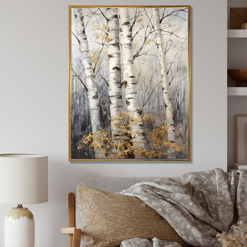 Art mural sur toile de bouleau, reproduction naturelle de la forêt argentée - Souffle de bouleau argenté I