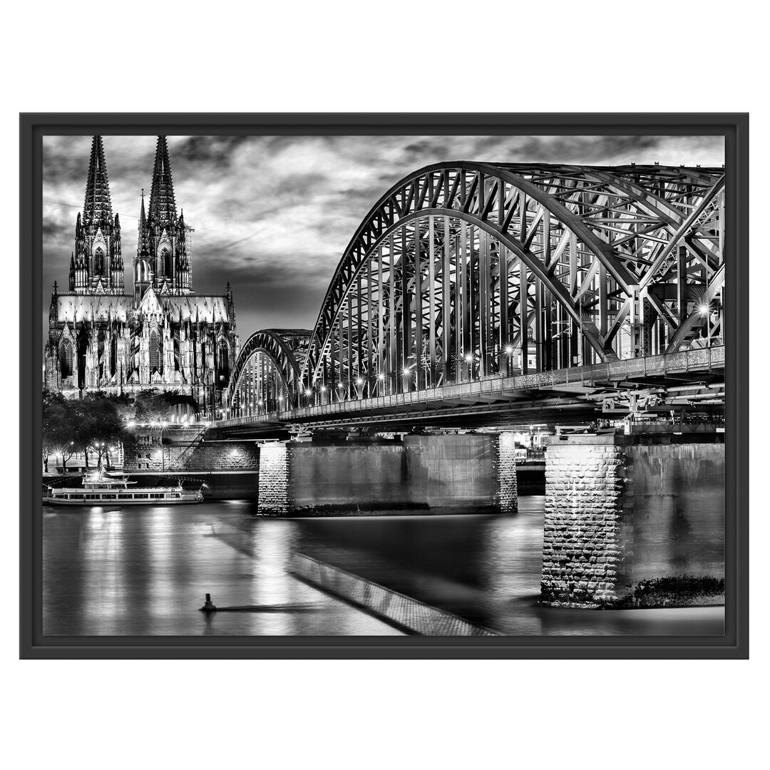 Gerahmtes Wandbild Hohenzollernbrücke bei Nacht