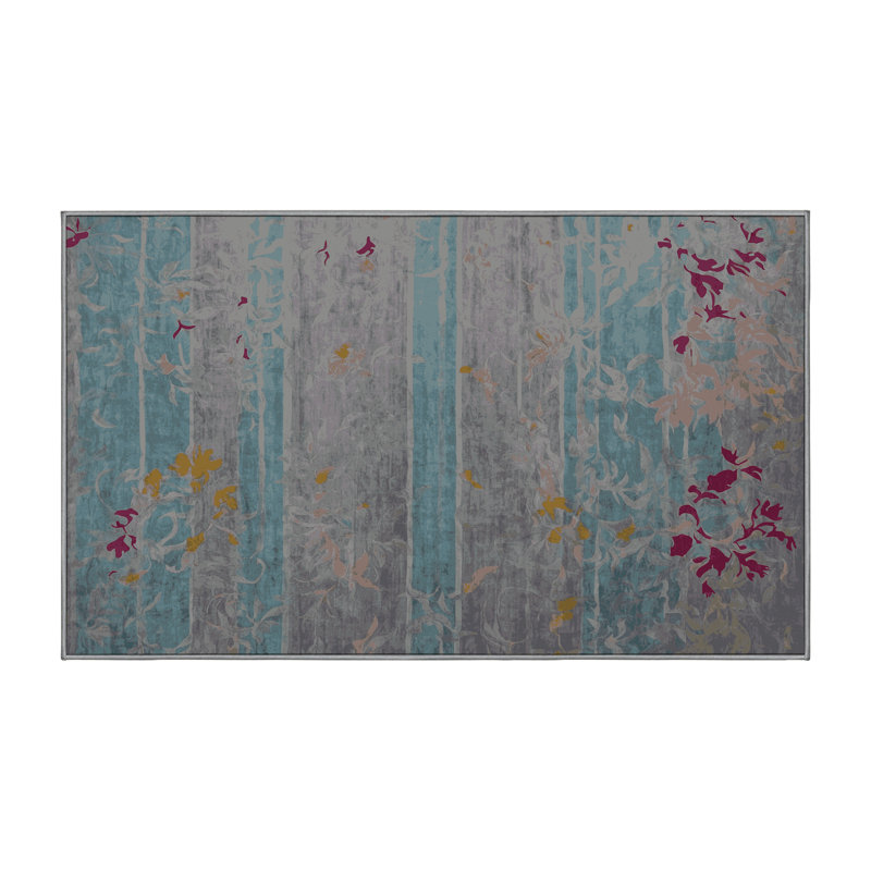 Machine Washable Gray Area Rug, Rectangle 6' x 9'