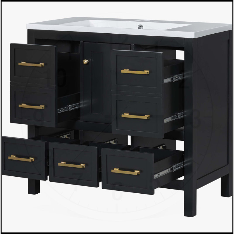 Meuble-lavabo 36 po avec lavabo en résine, Noir