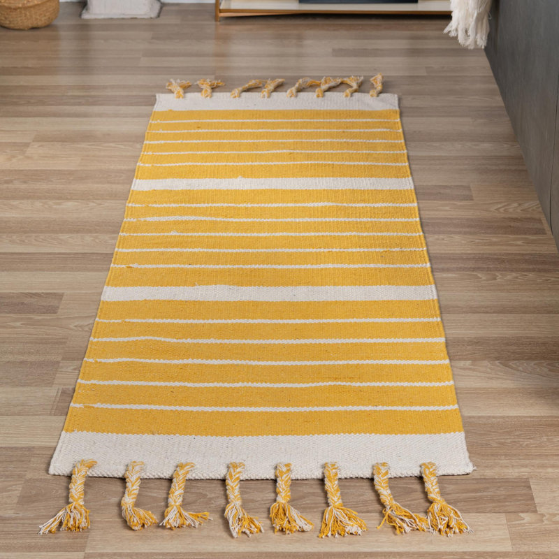 Abish Cotton Striped Indoor Rug, Runner 2'2" x 6'1"