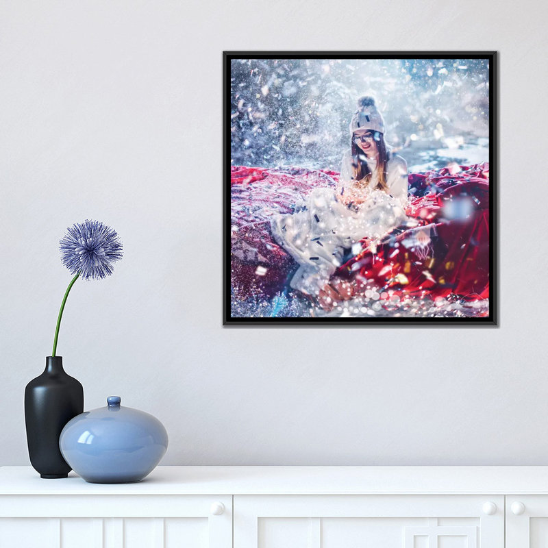 «Magic Winter» par Hobopeeba - reproduction imprimée, H 18 po x l 18 po x 1,5 po, Toile avec cadre noir, Pas de tapis