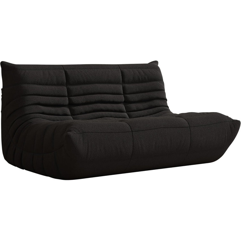 Canapé 3 places à accoudoirs sans accoudoirs, Noir, 29.5" H x 53.14" W x 40.5" D