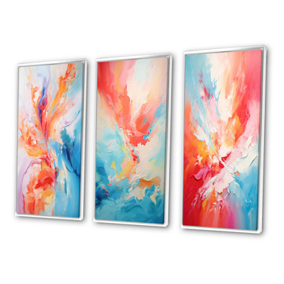 «Colorful Mid Century Energetic EruTIONS III», 3 pièces sur toile