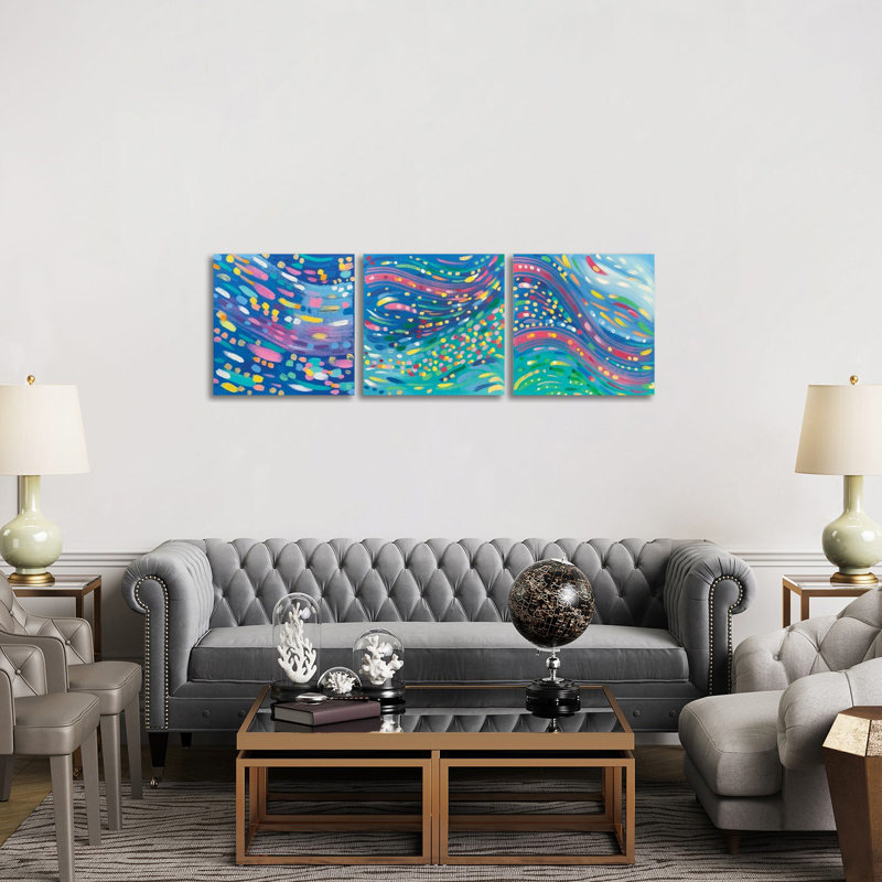 Highland Rain Triptych - ensemble d'art mural sur toile - toile tendue (ensemble de 3)