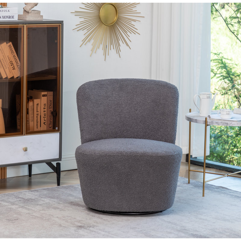 Berrier Boucle Swivel Barrel Chair, Gray 