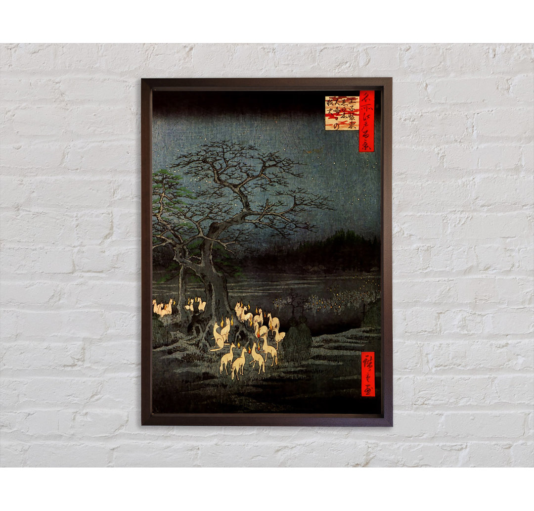 Hiroshige Feuerfüchse - Einzelner Bilderrahmen Kunstdrucke auf Leinwand