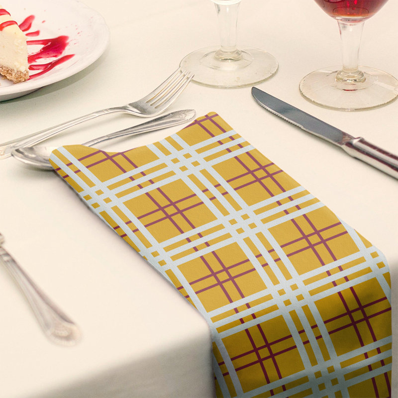 Plaid Square Napkin, Yellow/Red/White, 10" x 10", Cotton