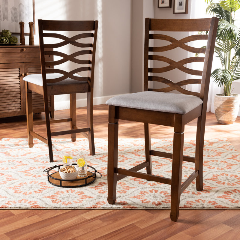 Upholstered Counter Stool with Solid Wood Frame