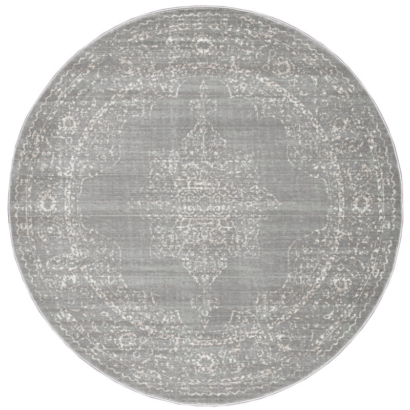 Tapis oriental gris Benson, Rond 5 pi 3 po