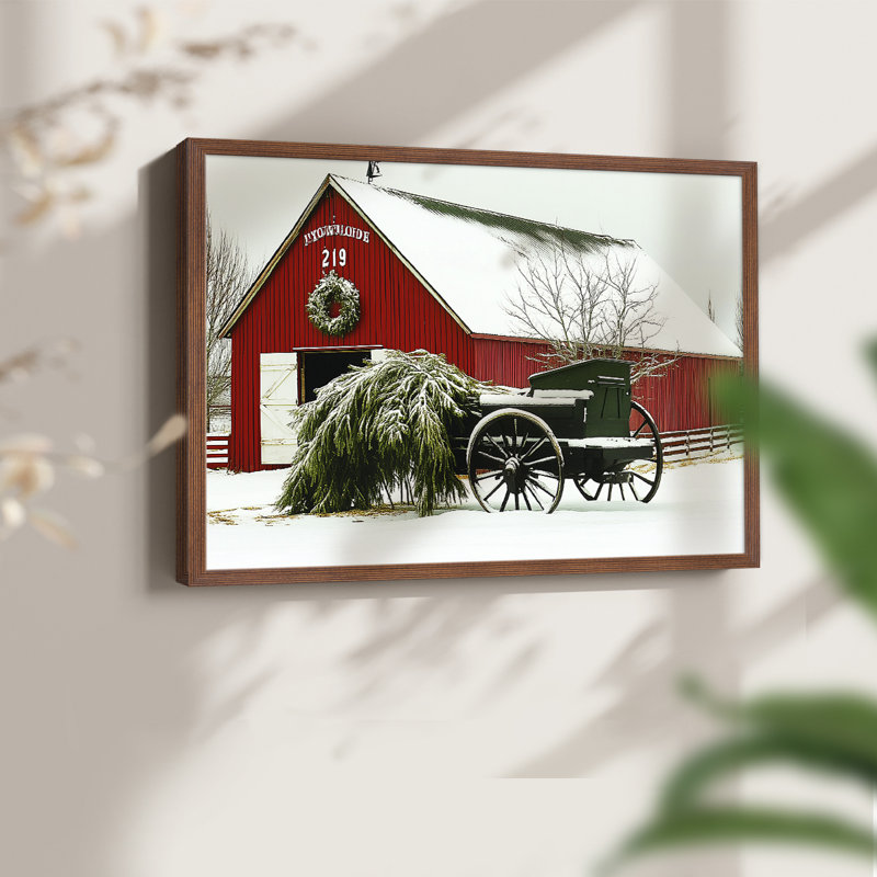 Chirstmas Art-DXXXVI -Framed Print - Restickable, H 11 po x l 14 po, Noyer