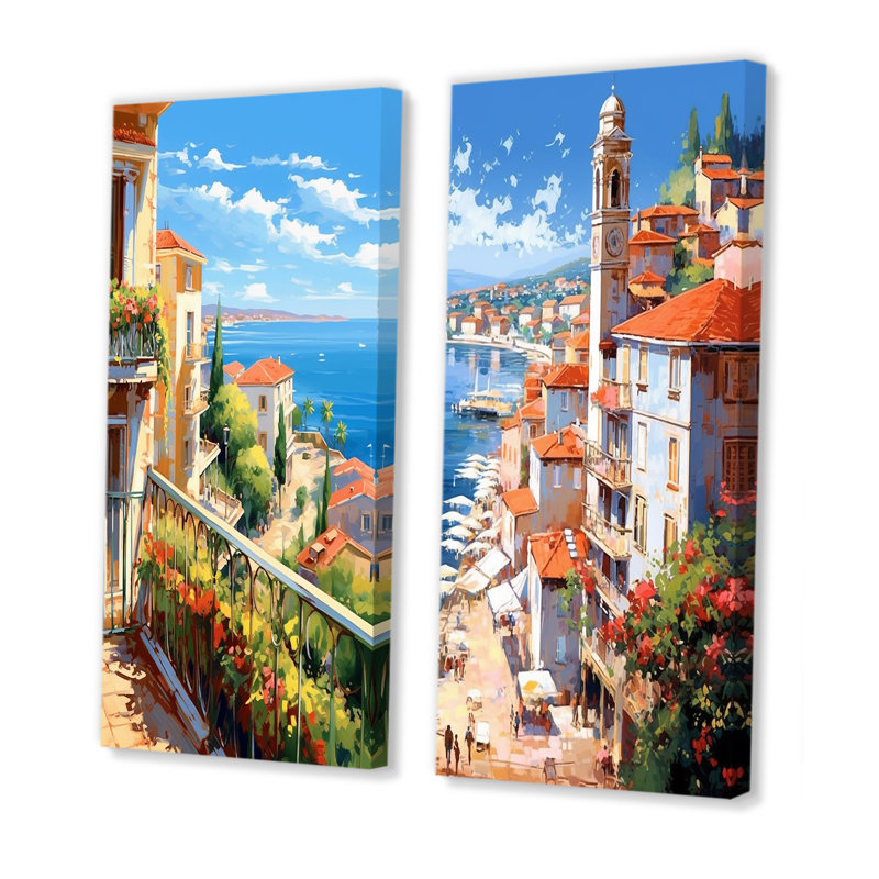 «Beautiful Scenery In Italy», ensemble d'art mural sur toile Italie, Toile tendue, H 28 po x l 25 po