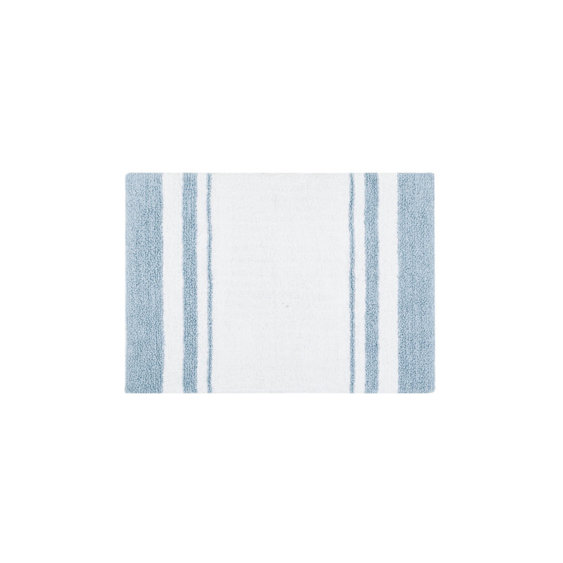  Tapis de bain réversible en coton, L 20 po x L 30 po, Bleu