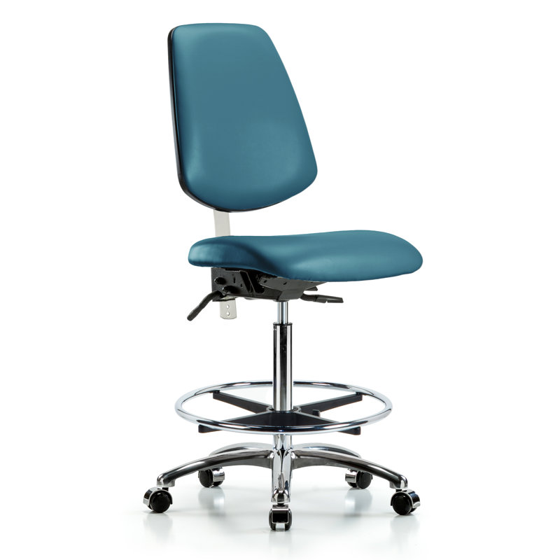 Chaise de travail en vinyle Lasara, Bleu marine