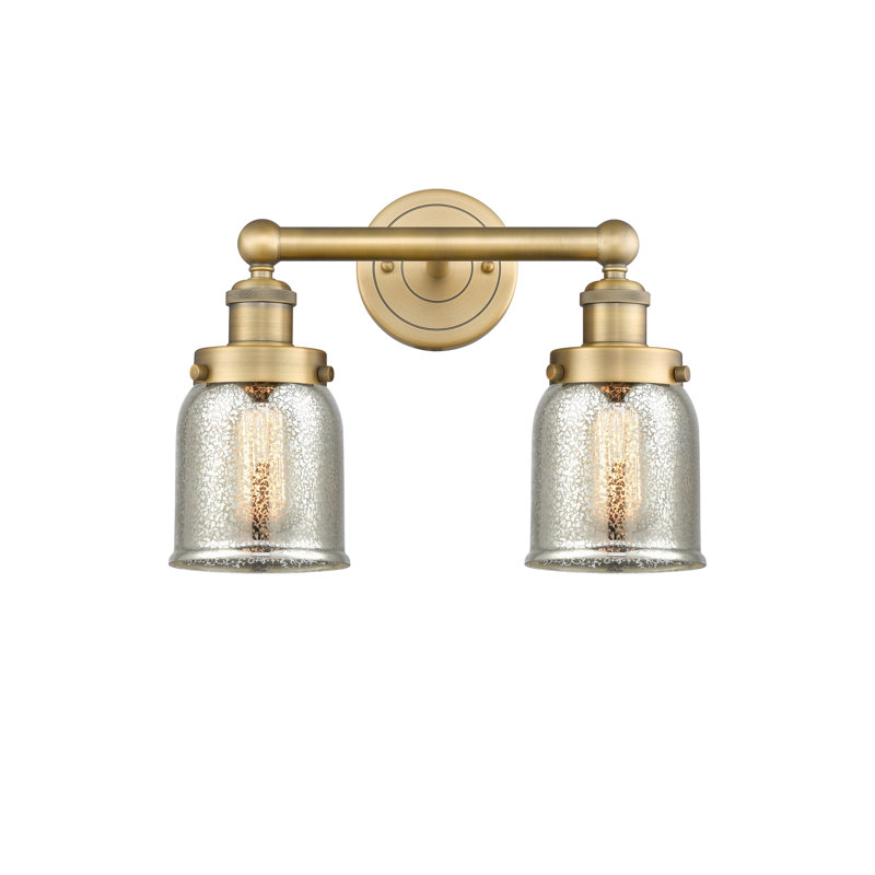 Éclairage pour meuble-lavabo à 2 lumières à intensité variable Corralitos, Laiton brossé, Argent mercuré plaqué