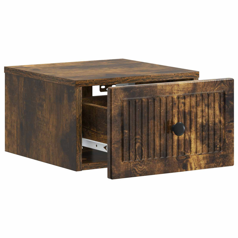 33cm W Manufactured Wood Bedside Table, Smoked Oak