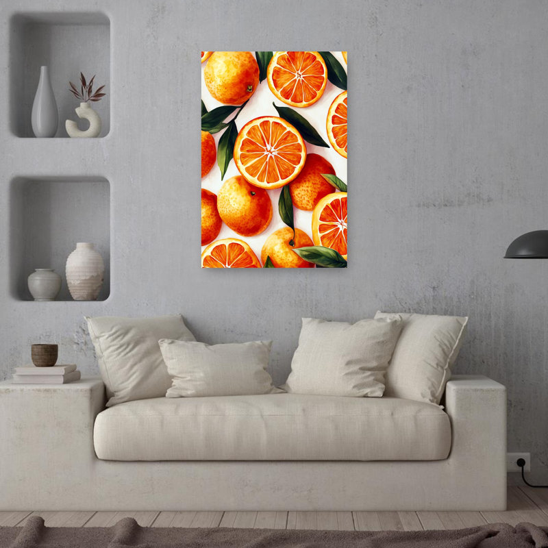 «Vibrant Oranges», art abstrait de fruits tropicaux, H 36 po x l 24 po